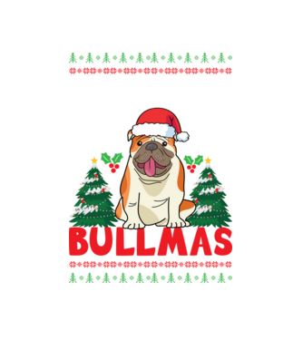 Merry bullmas ugly sweater model alb pe tricou