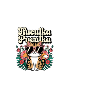 Huculka Puculka pisică 3 model alb pe tricou