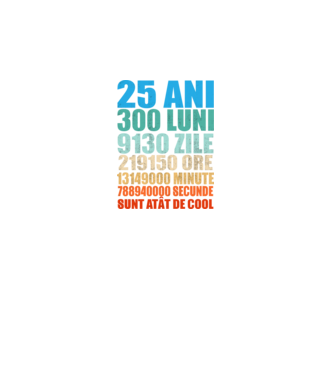 De 25 ani - luni - zile - ore - minute - secunde - sunt atât de cool model negru pe tricou