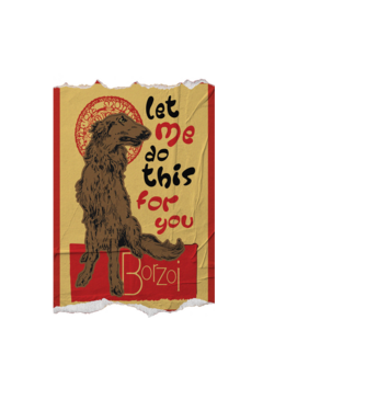 BORZOI retro poster chat noir poster texture model albastru deschis pe tricou