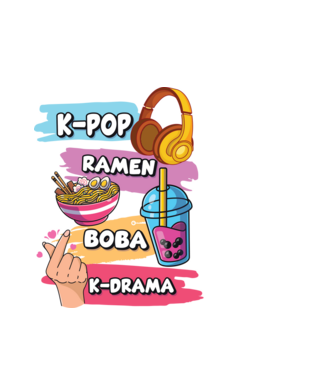 K-POP RAMEN BOBA K-DRAMA model alb pe tricou