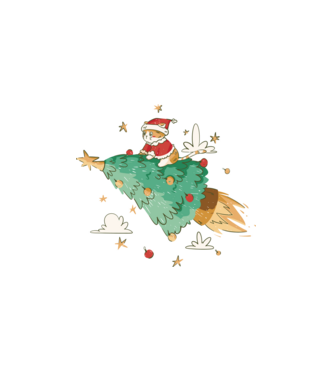 Christmas cat model alb pe tricou