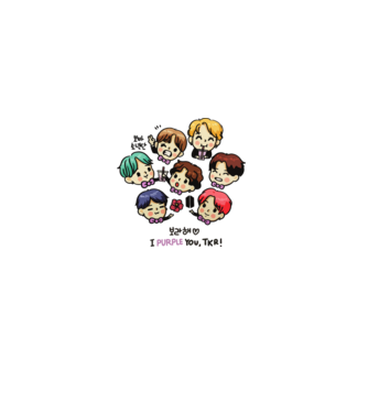 BTS chibi model alb pe tricou