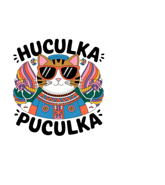 Huculka Puculka pisică 3 model alb pe tricou