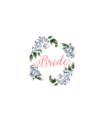 BRIDE blue floral model alb pe tricou