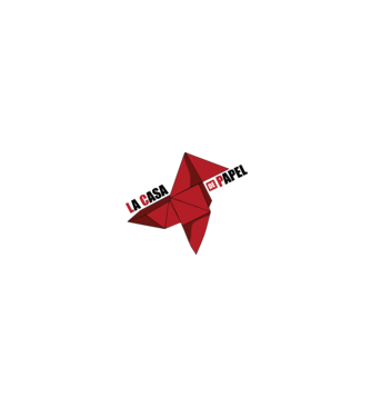 origami la casa de papel white model alb/roșu pe tricou