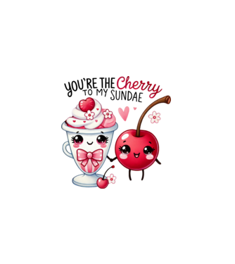 Cherry to my Sunday model alb pe tricou
