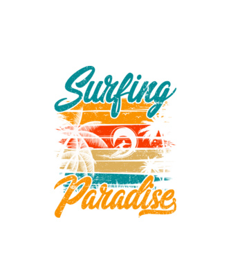 Surfing Paradise model alb pe tricou