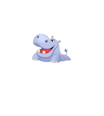 Cute Hippo model negru pe tricou