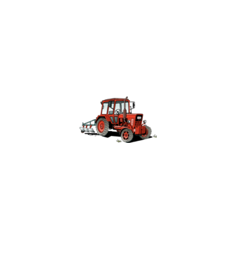 TRACTOR model alb/roșu pe tricou