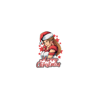 Merry christmas santa girl model negru pe tricou