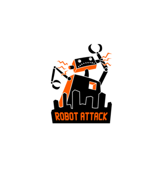 Robot Attack model alb pe tricou