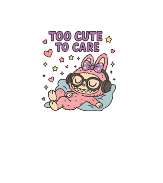 Too cute to care model negru pe tricou