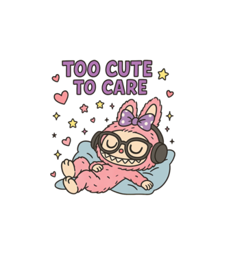 Too cute to care model alb pe tricou