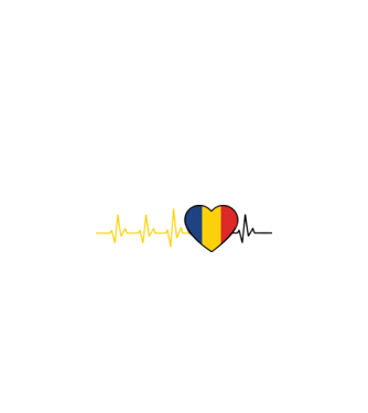 România heartbeat model alb pe tricou