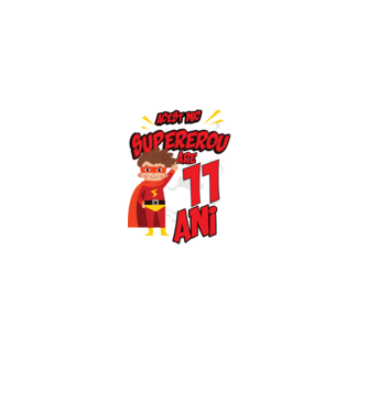 Acest mic supererou are 11 ani model negru pe tricou