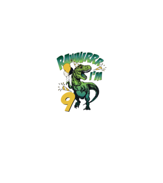 'Birthday Dinosaur rawww i''m 9' model alb pe tricou