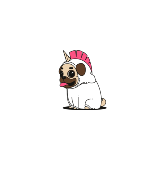Pug Unicorn model gri pe tricou