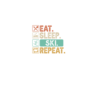 Eat Sleep SKI Repeat model negru pe tricou