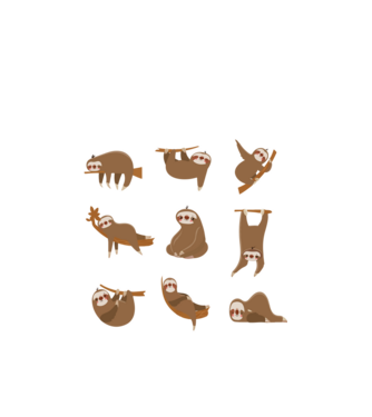 Sloth yoga model alb pe tricou