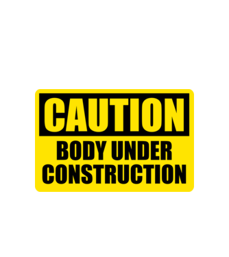 Caution Body Under Construction model alb pe tricou