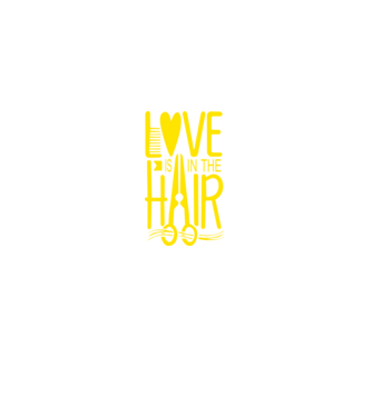 Love is in the hair model negru pe tricou