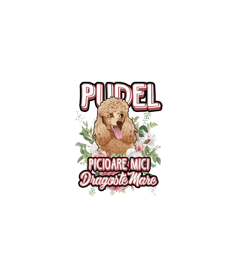 Pudel picioare mici dragoste mare model alb pe tricou