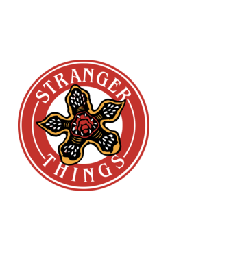stranger things logo bucks model roșu pe tricou