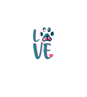 LOVE CÂINI model alb pe tricou