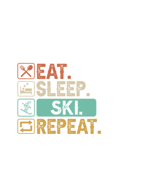 Eat Sleep SKI Repeat model alb pe tricou