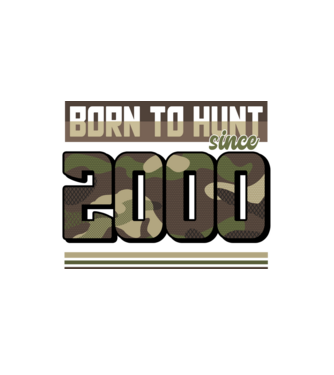 Born to hunt since 2000 model alb pe tricou