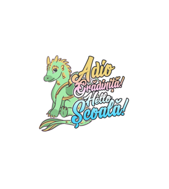 Adio grădiniță! Hello școală! model alb pe tricou