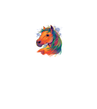Colorful Horse model alb pe tricou