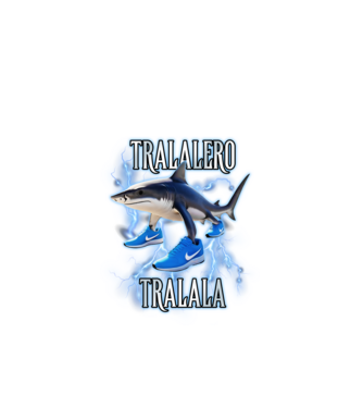 Tralalero Tralala model negru pe tricou