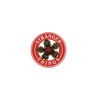 stranger things logo bucks model negru pe tricou