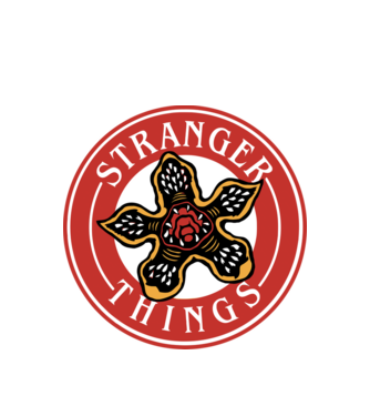 stranger things logo bucks model alb pe tricou