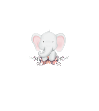 Elefant cu flori model alb pe tricou