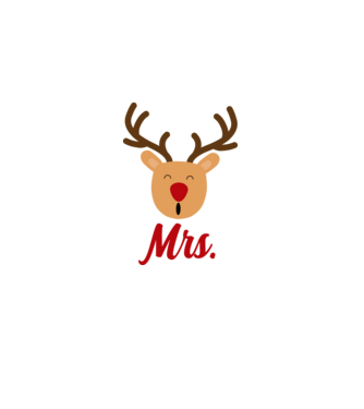 Mrs Reindeer christmas couple model alb pe tricou