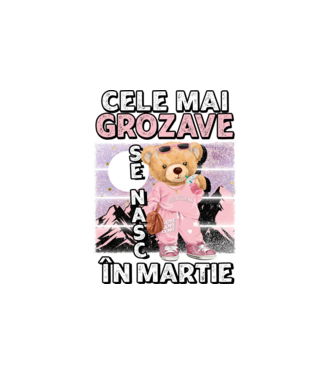 RETRO teddy fetişcană MARTIE model alb pe tricou