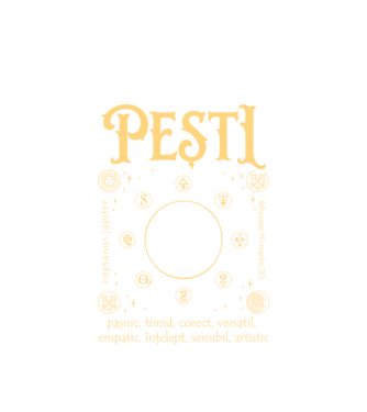 Zodiac bărbat PEȘTI golden model alb pe tricou