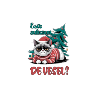 Este suficient de vesel? pisică Crăciun model alb pe tricou