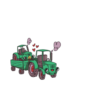 TRACTOR model alb pe tricou