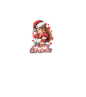 Merry christmas santa girl model negru pe tricou