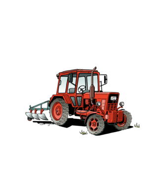 TRACTOR model alb pe tricou