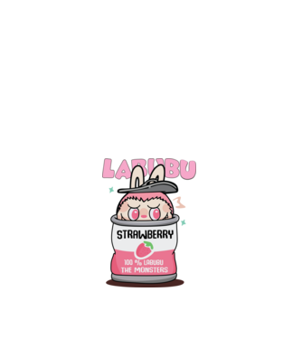 Strawberry Labubu model alb pe tricou