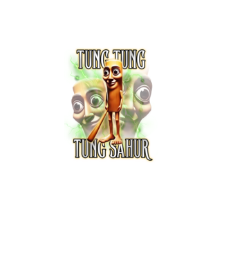 Tung Tung Tung Sahur model negru pe tricou