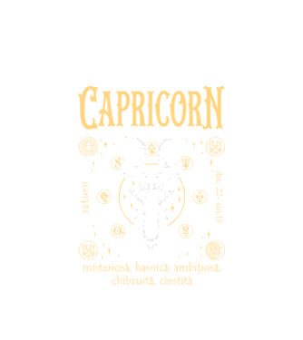 Zodiac femeie CAPRICORN golden model alb pe tricou