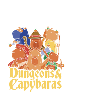 Dungeons and Capybaras model negru pe tricou