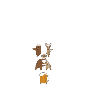Bear deer beer model alb pe tricou
