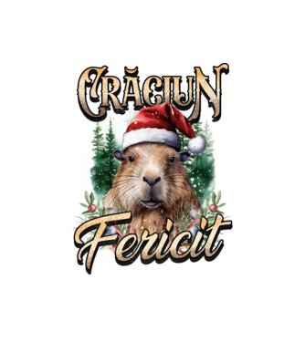 Capybara christmas model alb pe tricou